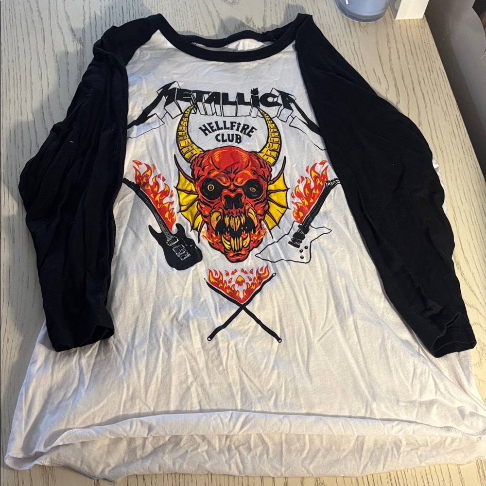 Netflix Stranger Things x Metallica Black and White Tee
